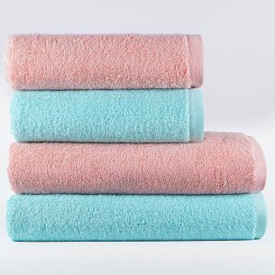 Juego de 4 Toallas "Exclusive" Rosa y Azul Celadón...