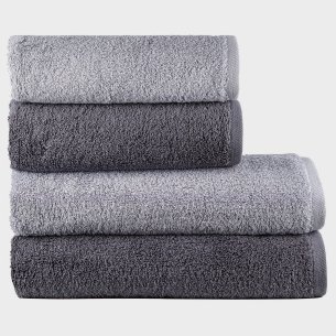 Juego de 4 Toallas "Exclusive" Gris Antracita y Plata...