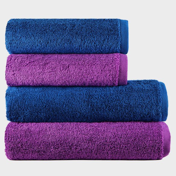 Juego de 4 Toallas "Exclusive" Morado y Azul Náutico Algodón 100%