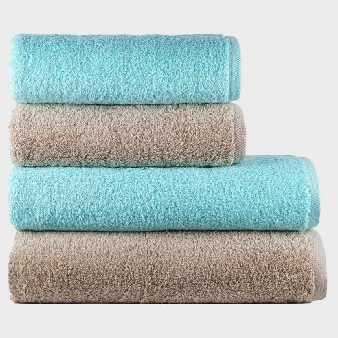 Juego de 4 Toallas "Exclusive" Arena y Azul...