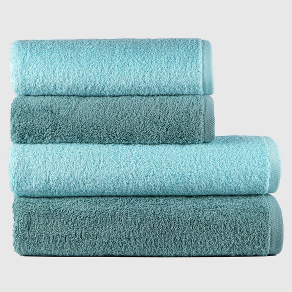 Juego de 4 Toallas "Exclusive" Azul Celadón y A. Britanny 100%