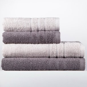 Juego de 4 Toallas Gris Antracita y Plata 100% Algodón