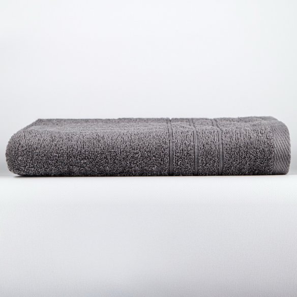 Juego de 4 Toallas Gris Antracita y Berenjena 100% Algodón