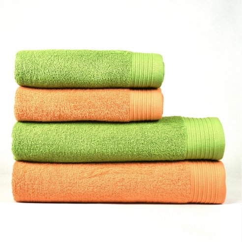 Juego de 4 Toallas Naranja y Verde Pistacho...