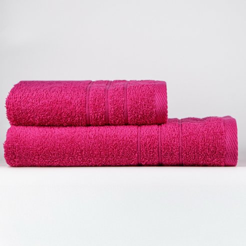 Juego de toallas fucsia liso de algodón 100%