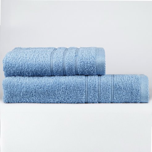 Juego de toallas azul mar liso de algodón 100%