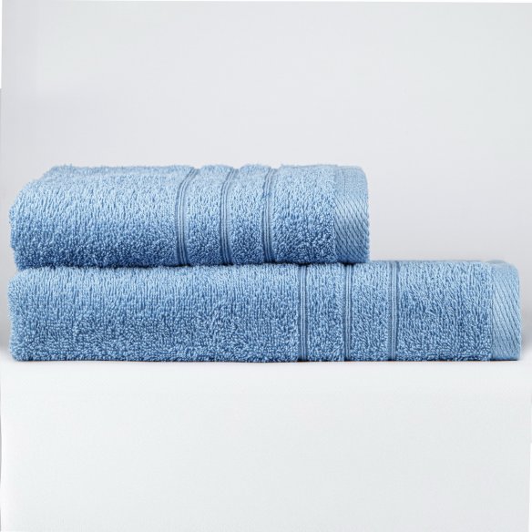 Juego de toallas azul mar liso de algodón 100%