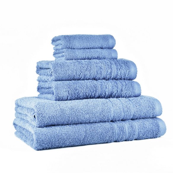 Juego de toallas azul mar liso de algodón 100%