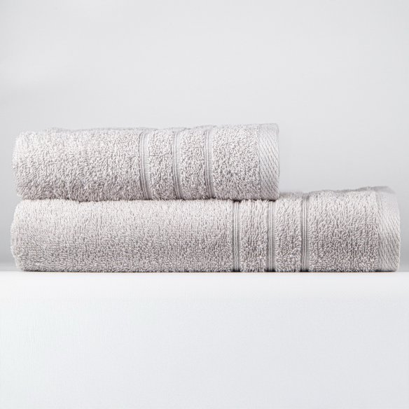 Juego de toallas plata liso de algodón 100%