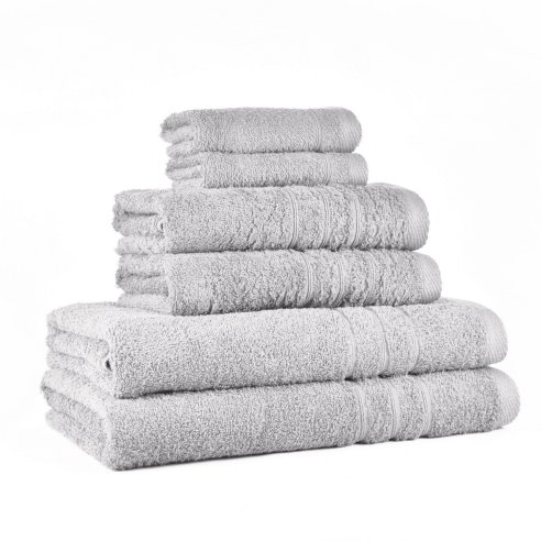 Juego de toallas plata liso de algodón 100%