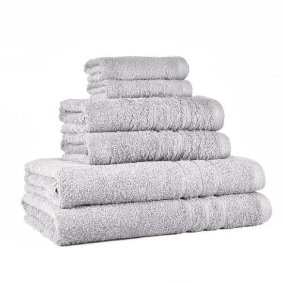 Juego de toallas plata liso de algodón 100%