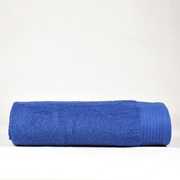 Lot 3 serviettes bleu nautique Basic uni 100% coton