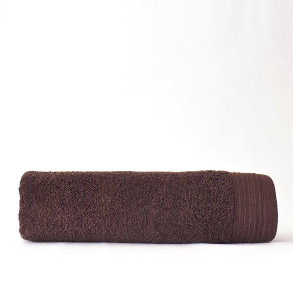 Lot 3 serviettesde bain chocolat Basic uni 100% coton