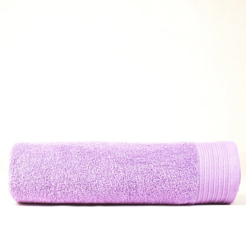Lot 3 serviettes de bain mauve Basic uni 100%...