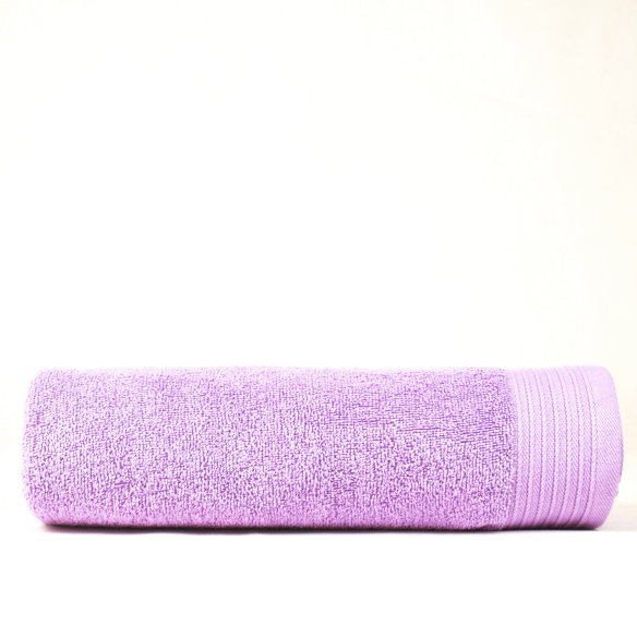 Lot 3 serviettes de bain mauve Basic uni 100% coton