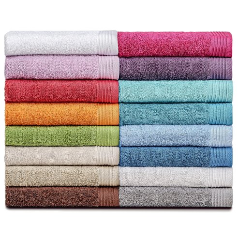 Lot 3 serviettes de bain mauve Basic uni 100%...