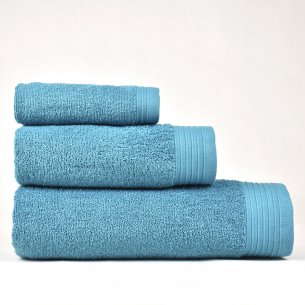 Juego toallas de baño azul Basic de algodón 100%.