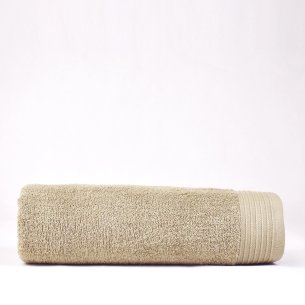 Toalla de baño beige lisa de algodón 100%
