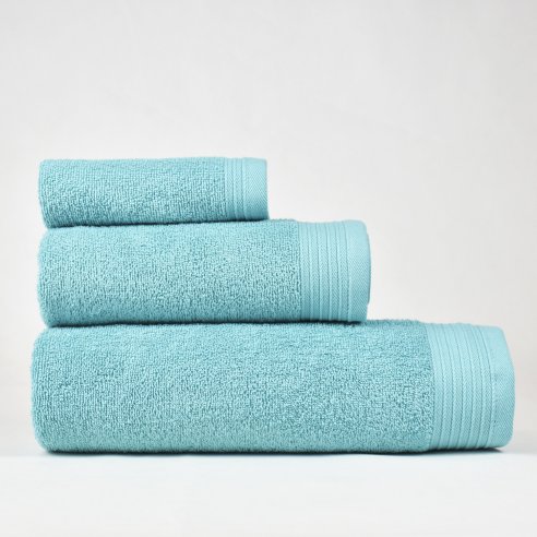Toalla de baño azul lisa de algodón 100%