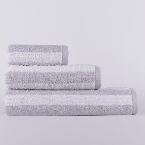 Juego de toallas gris plata Stripes de algodón...