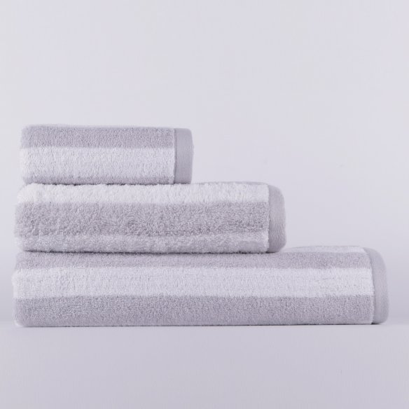 Juego de toallas gris plata Stripes de algodón 100%