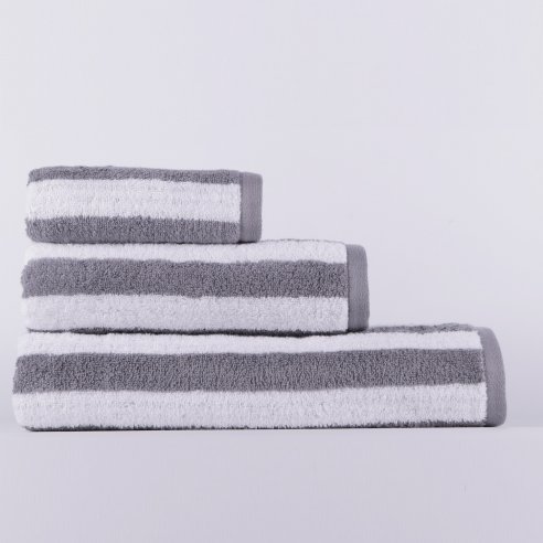 Juego de toallas gris antracita Stripes de...