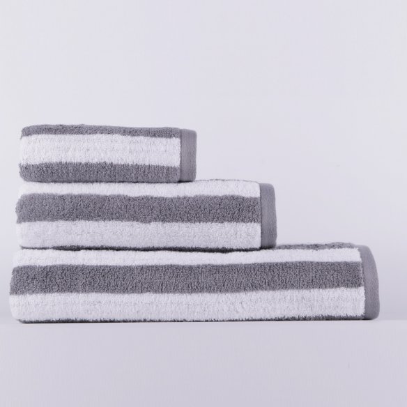 Juego de toallas gris antracita Stripes de algodón 100%