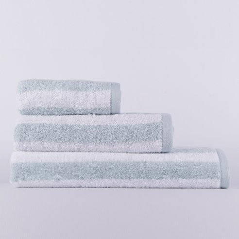 Juego de toallas azul nilo Stripes de algodón 100%