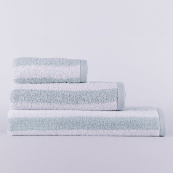 Juego de toallas azul nilo Stripes de algodón 100%