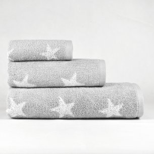 Juego de toallas gris plata Stars de algodón 100%