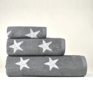 Toalla de baño gris antracita con dibujo Stars de algodón... 2