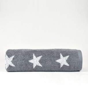 Toalla de baño gris antracita con dibujo Stars de algodón...