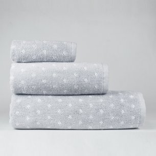Toalla de baño gris plata con dibujo Dots de algodón 100% 2