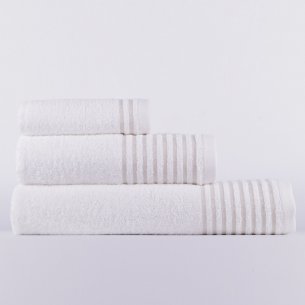 Juego de toallas beige rayas de algodón 100%