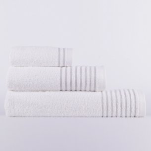 Juego de toallas gris rayas de algodón 100%