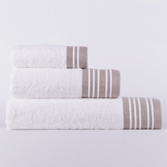 Juego de toallas beige Santorini de algodón 100%