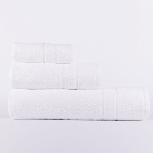 Toalla de baño blanca lisa de hostelería de...