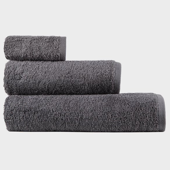 Toalla de baño antracita lisa de algodón 100%