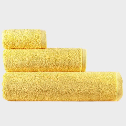 Toalla de baño amarilla lisa de algodón 100%
