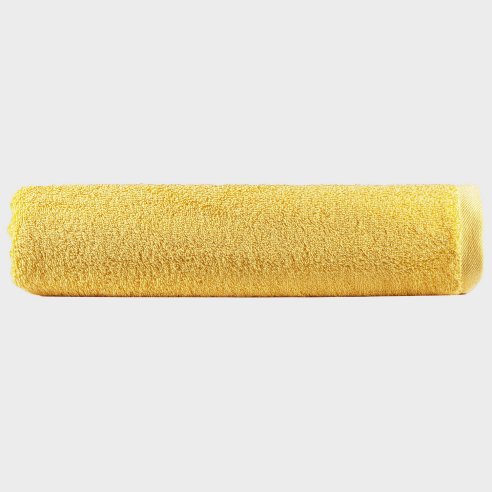 Toalla de baño amarilla lisa de algodón 100%