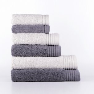 Juego de 6 toallas gris y plata Azahar de algodón 100%