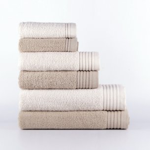 Juego de 6 toallas beige y natural Azahar de algodón 100%
