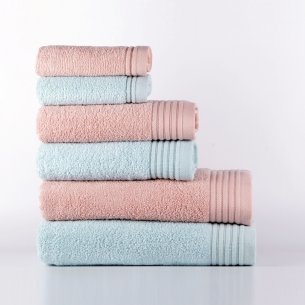 Juego de 6 toallas azul y rosa Azahar de algodón 100%