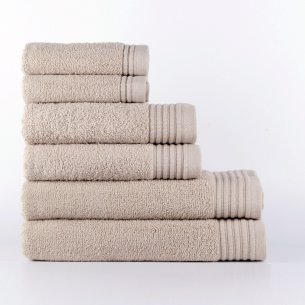 Juego de 6 toallas beige Azahar de algodón 100%