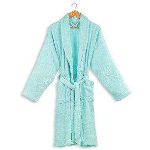 Albornoz baño azul liso adulto de algodón 100%