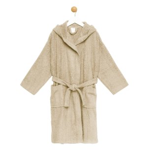 Albornoz niño beige con capucha algodón 100%