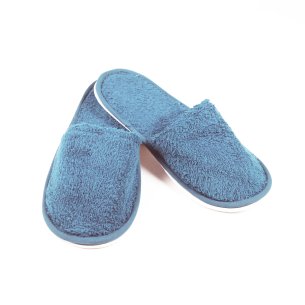 Zapatillas baño azul medianoche de rizo algodón 100%