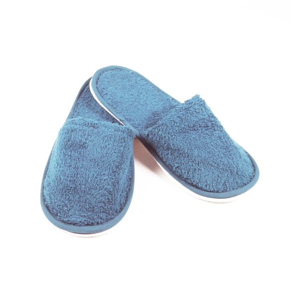 Zapatillas baño azul medianoche de rizo algodón 100%