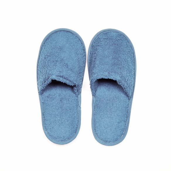Zapatillas baño azul medianoche de rizo algodón 100%