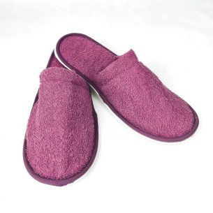 Zapatillas baño rosa hortensia de rizo algodón 100%